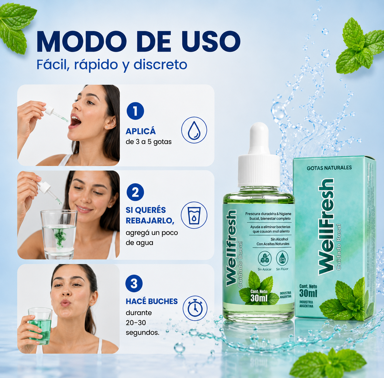 WellFresh® — Gotas Naturales para Aliento Fresco Todo el Día